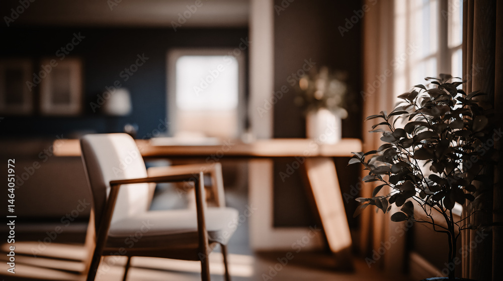 Fauteuil et bureau en bois en intérieur