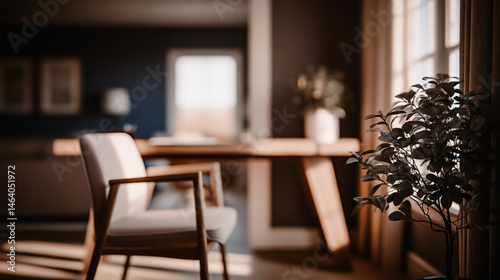 Obraz na płótnie Fauteuil et bureau en bois en intérieur w salonie