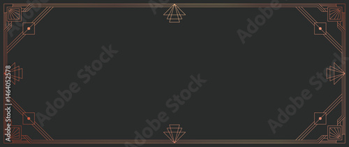 Luxury art deco gold frame background vector. Abstract geometry frame and Art deco pattern background. Use for wedding invitation, cover, VIP card, gala, print, poster and wallpaper.