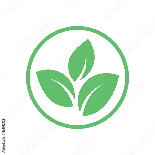 Green Leaf Circle Icon - Eco and Organic Symbol