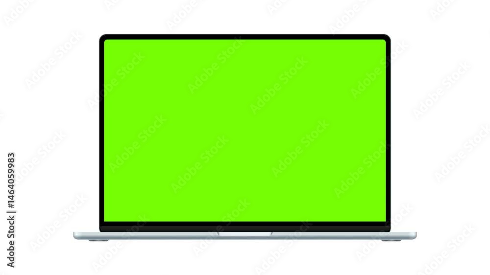 Blue Animated Laptop Mockup, Front and Side Perspective View, Isolated on White Background. Animation For Web Presentation