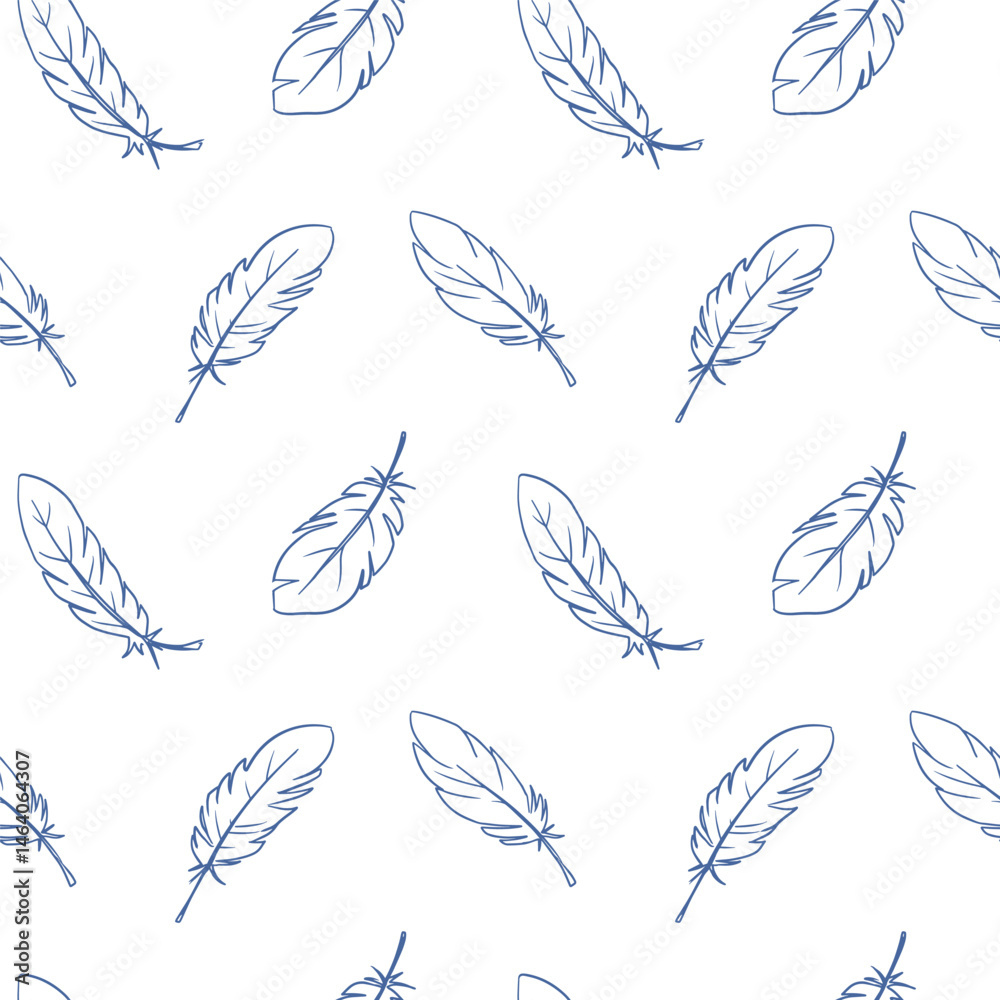 feathers, vector seamless pattern, hand drawn, sketch style feathers, vector seamless pattern, hand drawn, sketch style