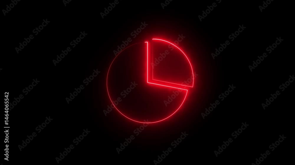 glowing neon line pie chart animated icon over black background glowing neon line pie chart animated icon over black background