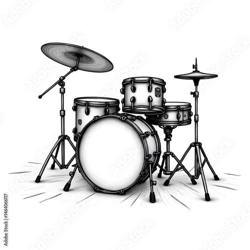 drum kit isolated coloring page 