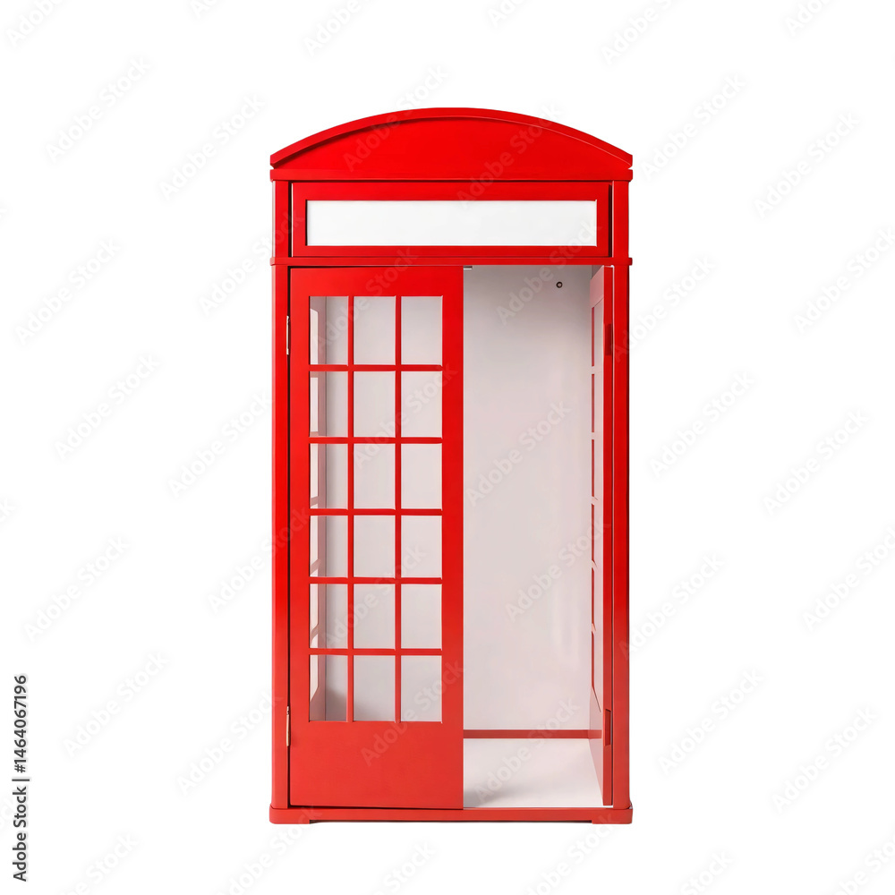Fototapeta premium Blank red telephone booth isolated on transparent background