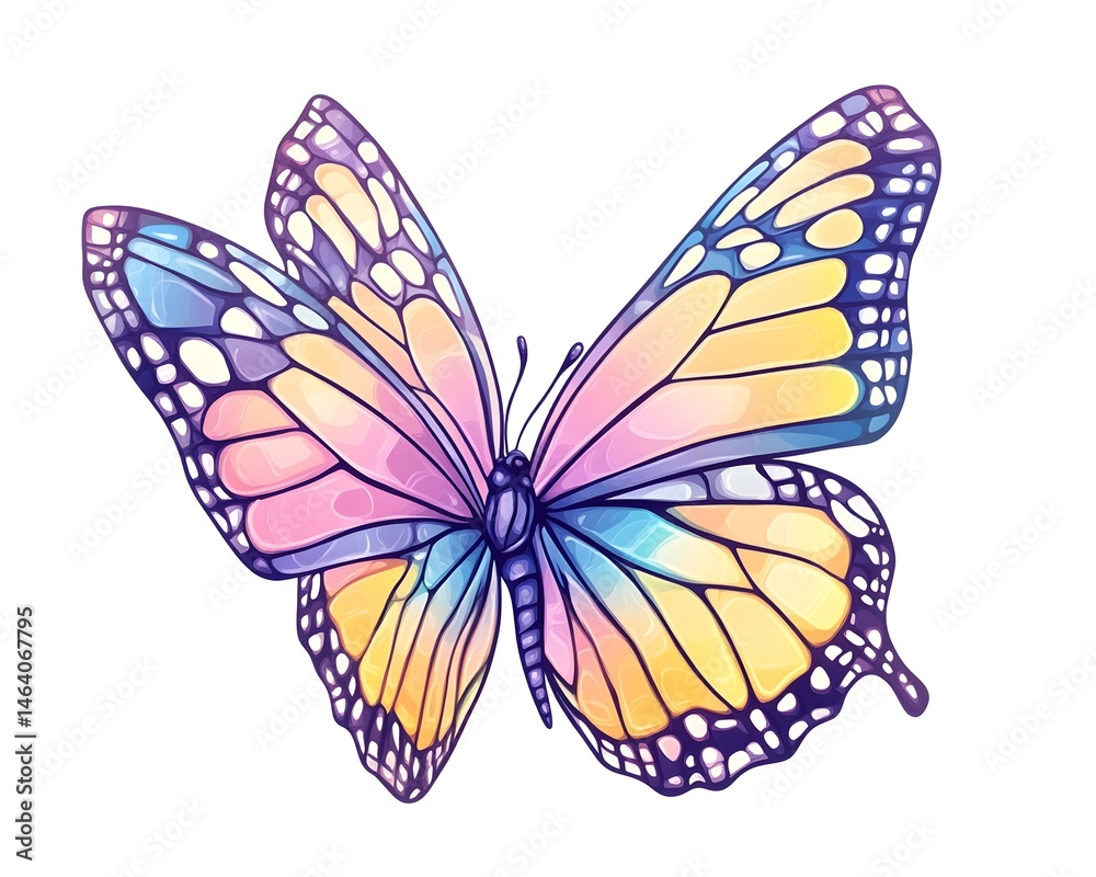 Obraz premium Pastel-colored butterfly with vibrant wings and intricate details