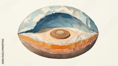 Artistic illustration of a cross-section of a geological formation.