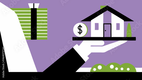 Hand offering house dollar symbolizing homeownership dreams financial success investment