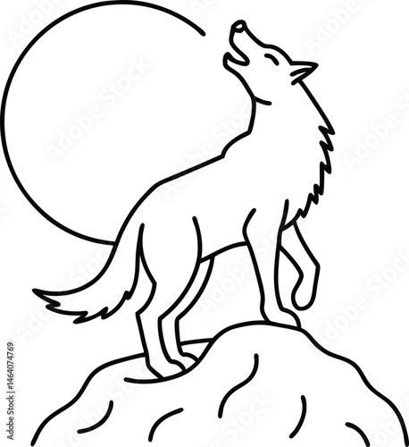 Howling Werewolf Line Art Illustration for Halloween