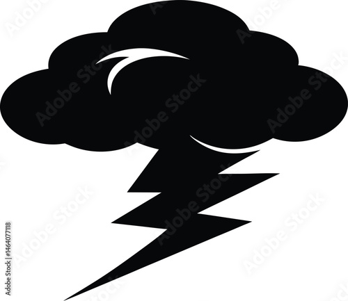 Raging Storm Icon Dramatic Thundercloud with Rain, Weather Graphic, Meteorology Symbol, Tempestuous