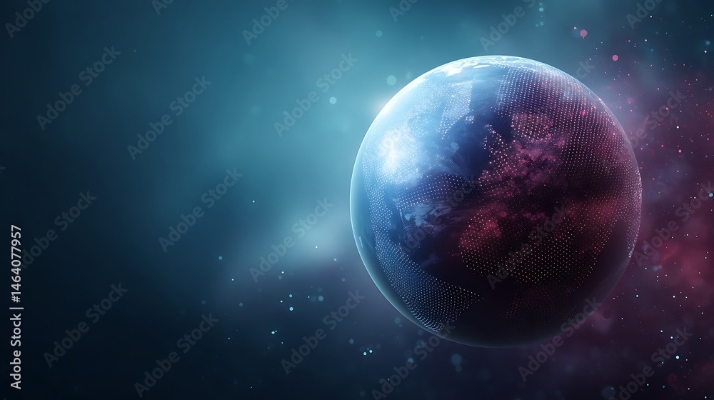 Obraz premium Global Network Connection Digital Earth Futuristic Technology Background