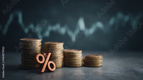 Interest Rate Growth Financial Market Investment Savings Coins Percentage Symbol