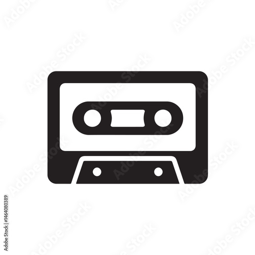 Cassette Tape Silhouette, Bold Retro Music Icon Vector