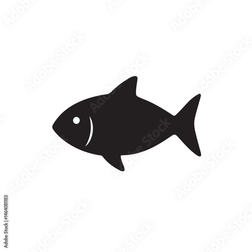 Fish Swimming Sideways Silhouette, Bold Minimal Animal Shape Vector