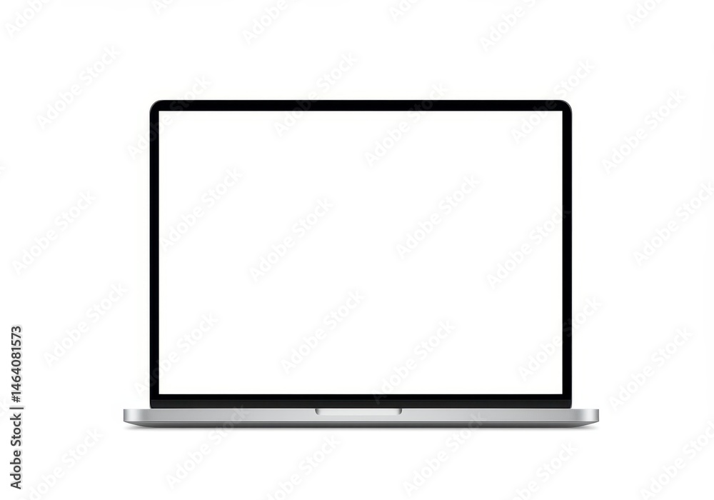 Laptop with blank screen on white background for product placement and mockup Laptop with blank screen on white background for product placement and mockup