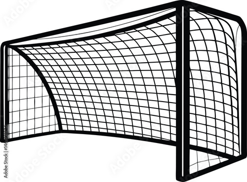 Soccer Goal net black  silhouette vector on white background