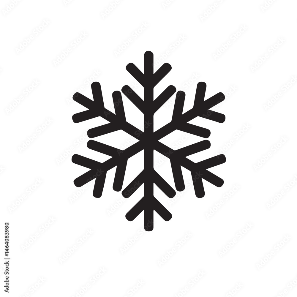Snowflake Silhouette, Bold Symmetrical Shapes Winter Icon Vector Snowflake Silhouette, Bold Symmetrical Shapes Winter Icon Vector