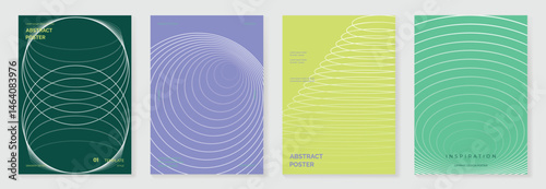 Abstract line wave poster background vector set. Cover template with vibrant perspective dot halftone, line wave. Ideal design for social media, cover, banner, music, ads.