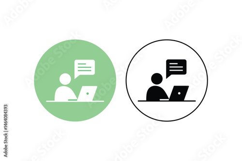 Remote Business Meeting Icons with Person and Laptop, virtual meeting icon, online meeting icons, Online Training Icon