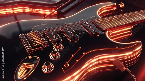 Electric guitar, glowing red, futuristic