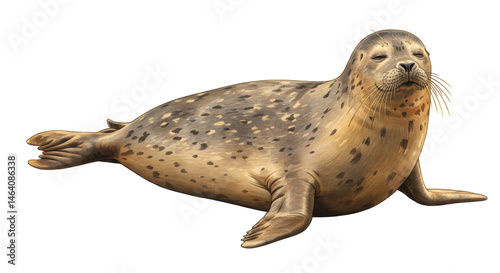 Isolated Harbor Seal Relaxing Close Up Wildlife Animal