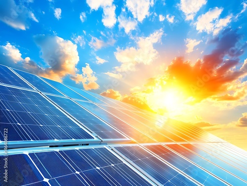 Solar Panels Sunset Sky