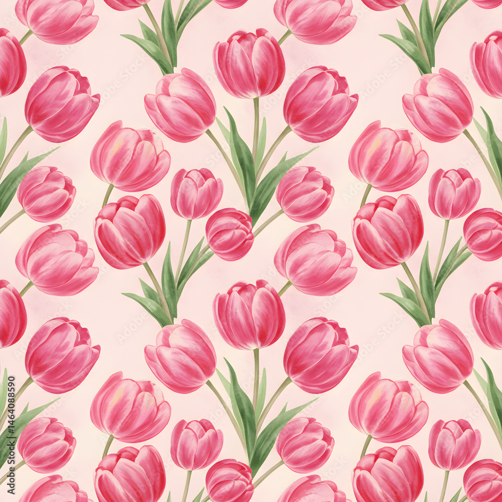 custom made wallpaper toronto digitalSeamless Pink Tulips Floral Pattern on Light Pink Background