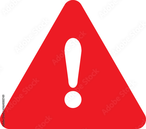 Bold red universal triangle symbol with an exclamation mark for design or signalling warning notices