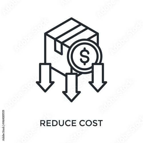 Reduce Cost Icon Outline Style. Vector Illustration For Graphic Design