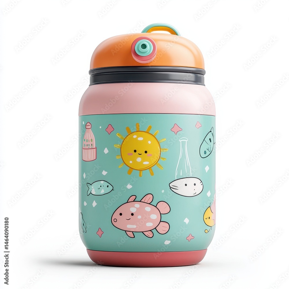 Obraz premium Cute Colorful Water Bottle with Playful Designs for Kids