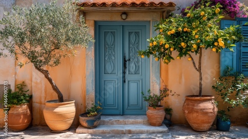 Fototapeta Naklejka Na Ścianę i Meble -  blue door in an old house in italy