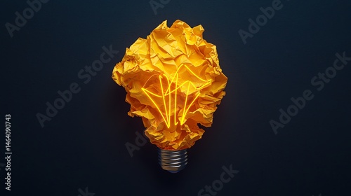 Creative light bulb design with crumpled paper.