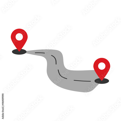 Curvy road with destination markers
