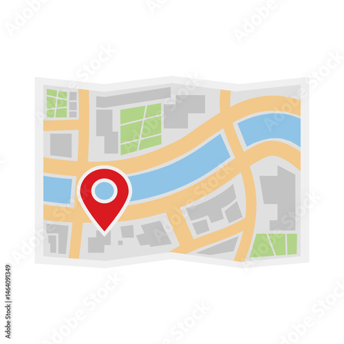 Simplified map illustration with location pin