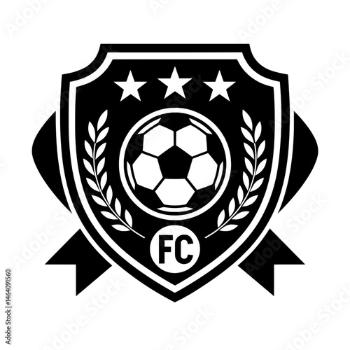 Football Club Emblem with Ball and Stars in Bold Vector Style