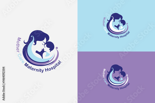 A professionally designed logo depicting a mother holding her child, symbolizing maternity care and compassion. The design features vibrant colors and graceful curves, ideal for healthcare and materni