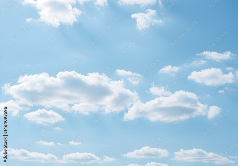 Sky Cloudscape Photo Blue Sky With Fluffy White Clouds Background