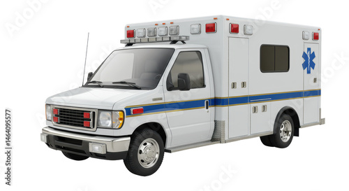 Isolated Modern Ambulance Vehicle Ready for Emergency Medical Response and Healthcare Services