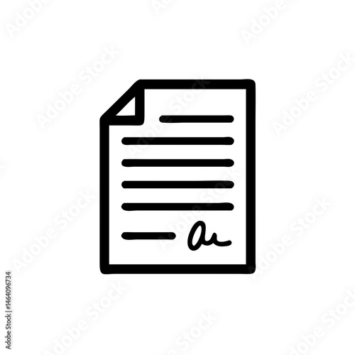 Document with Signature Icon in Minimalist Style  
