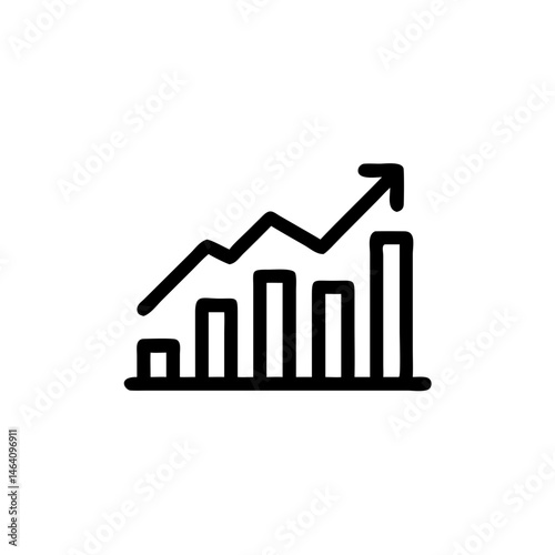 growth indicator icon showing upward trend in black and white style  