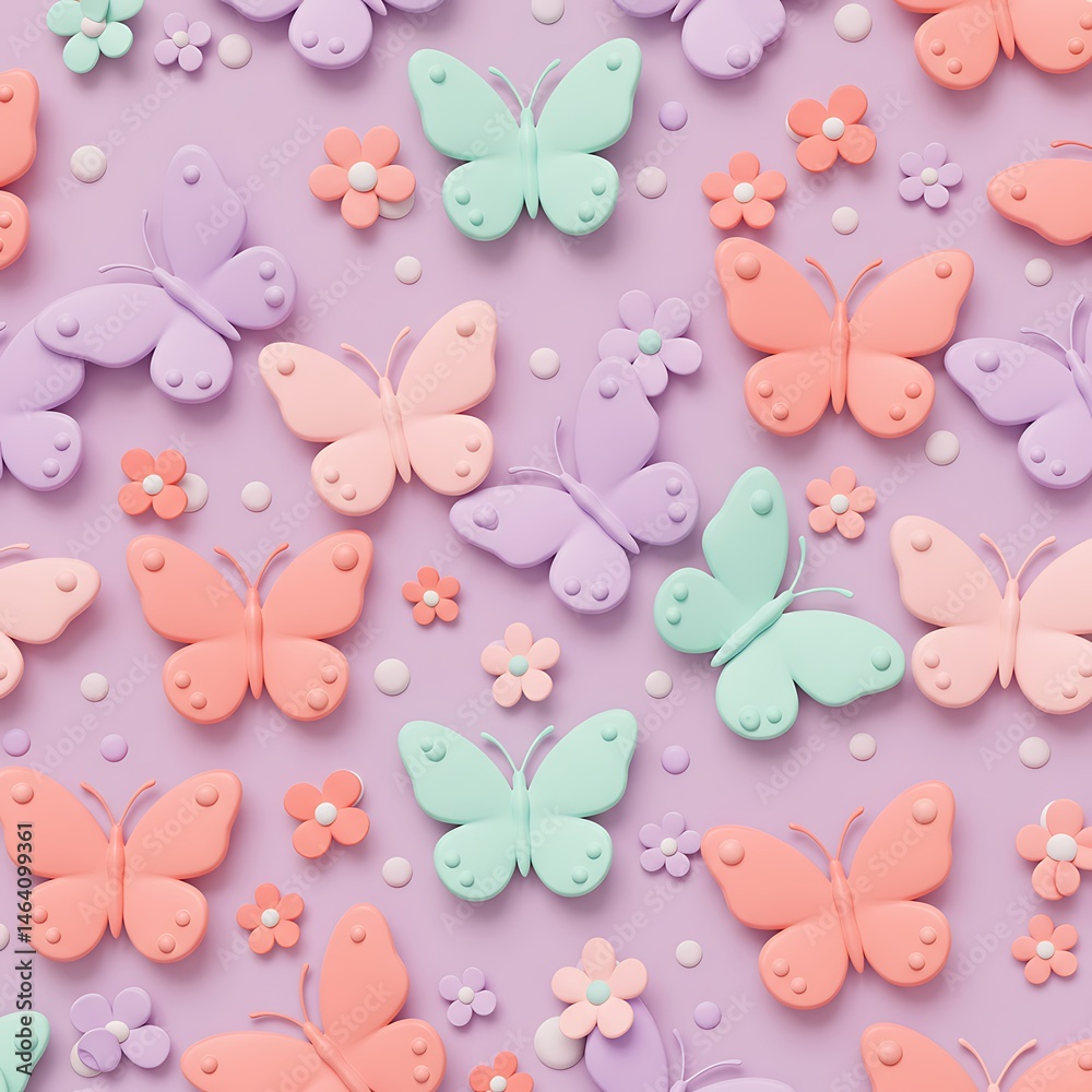 Pastel Butterflies and Flowers Seamless Pattern Pastel Butterflies and Flowers Seamless Pattern