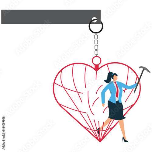Freed, woman came out the cage big heart shape