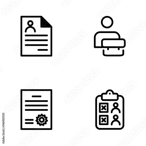 Hiring Process Line Icons. Recruitment, Job Application, Interview, Candidate Selection Vector Set