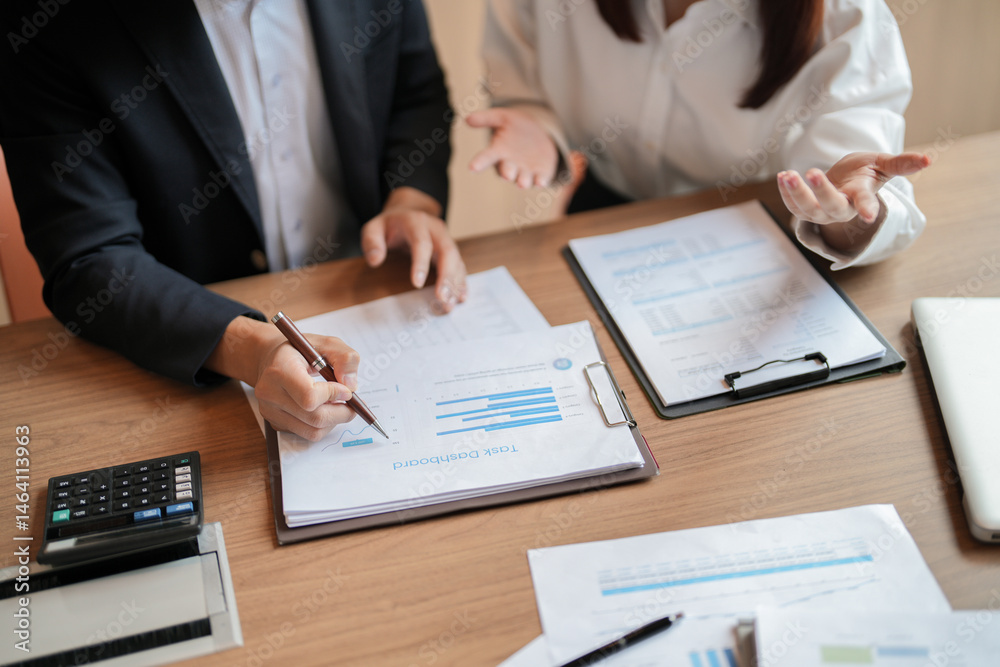 Business administrator analyzing information marketing and sales growth
