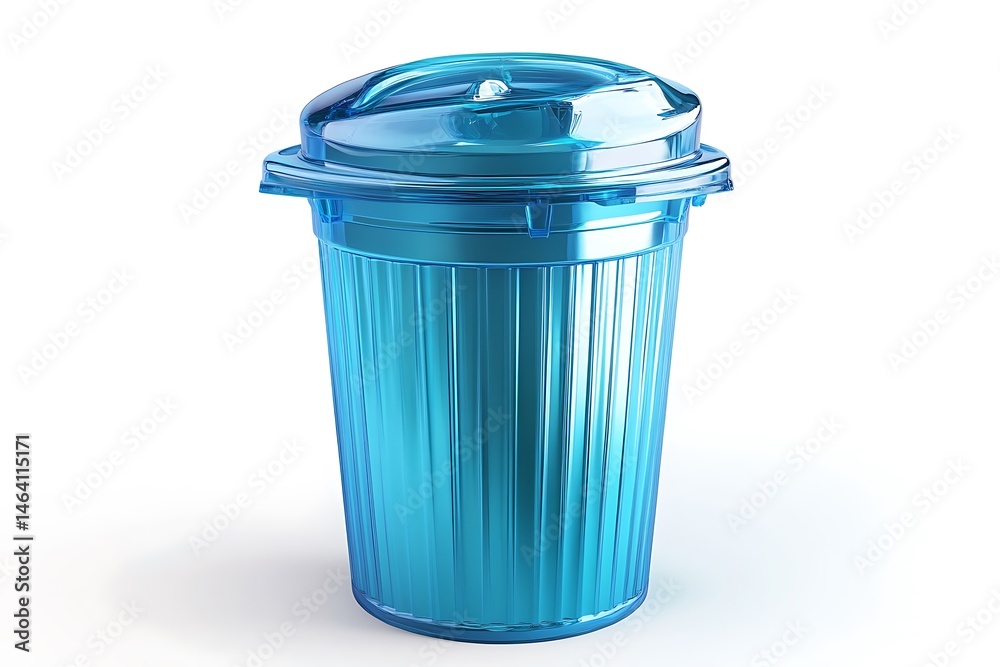 3D Style Glossy Trash Can Icon with Glowing Lid 3D Style Glossy Trash Can Icon with Glowing Lid