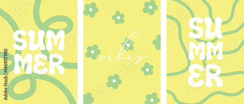 Creative concept of summer bright and juicy cards set. Modern abstract art design with wave shapes and lines. Templates for celebration, ads, branding, banner, cover, label, poster, sales