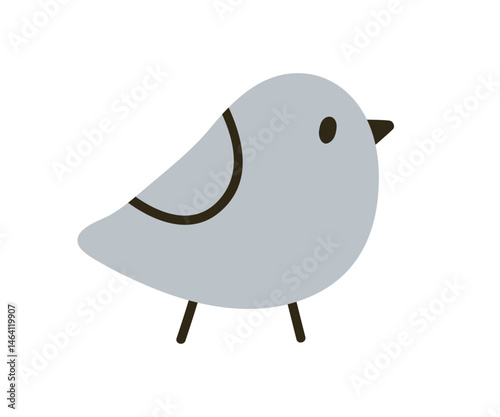 Cute tiny bird, little country chick. Funny small chicken. Adorable birdie, poultry animal with beak, wings. Farm countryside fauna. Flat graphic vector illustration isolated on white background