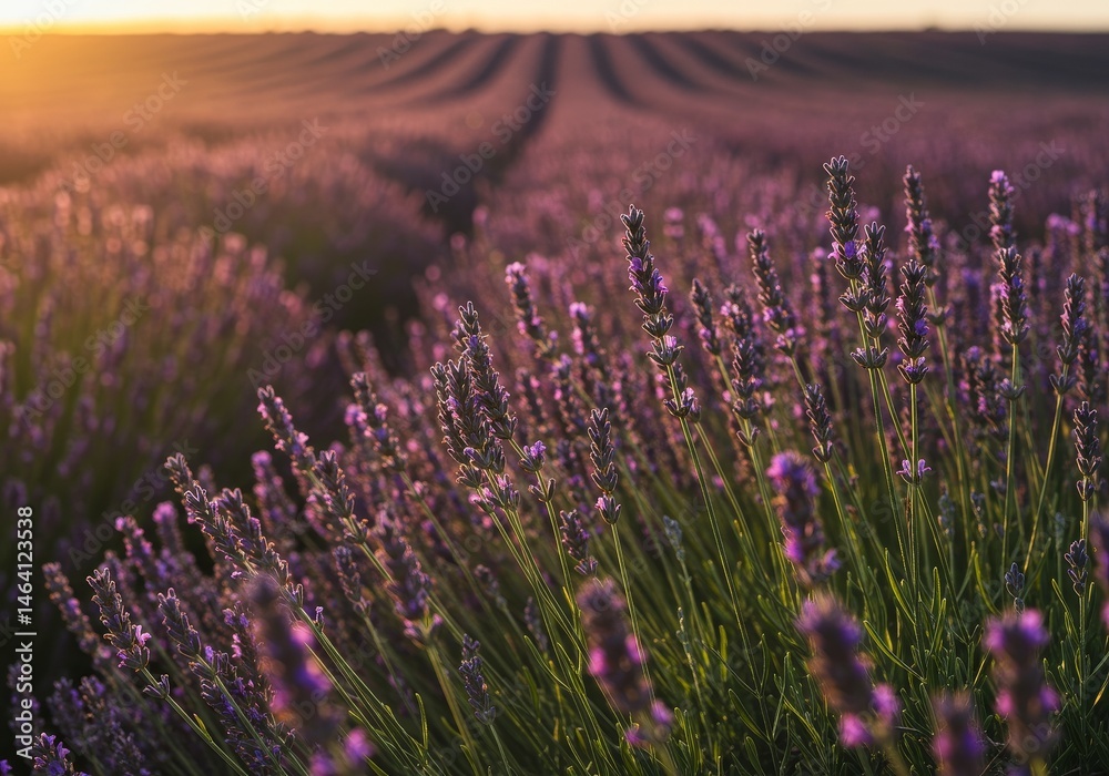 Vibrant Lavender Field at Sunset in Provence France