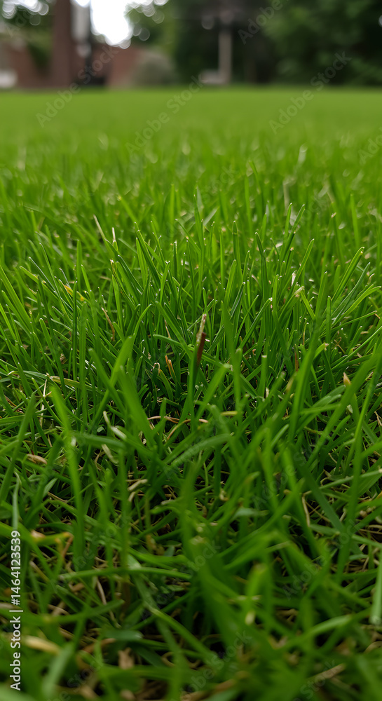 Vibrant Green Grass Background Photo Illustrating Close Up Focus and Natural Texture