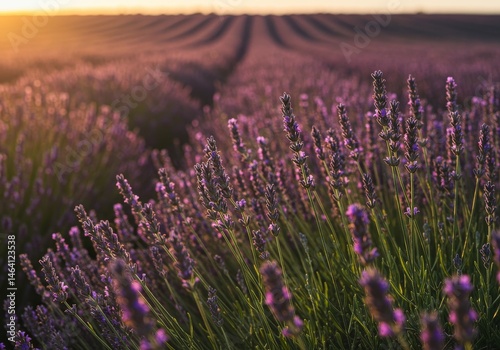 Obraz na płótnie Vibrant Lavender Field at Sunset in Provence France w salonie